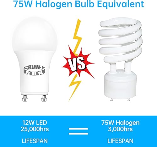 Miniatura 5 de Bombilla LED GU24 regulable, luz diurna de 5000 K, 12 W (equivalente a 100 W), 1200 lúmenes, bombillas LED en forma A19, base de pin GU24 con dos