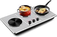 Vista 1 de Cusimax Hot Plate,Countertop Triple Burner with 7″Cast Iron Cooktop,Electric Hot Plate for Cooking,11 Level Temperature Setting