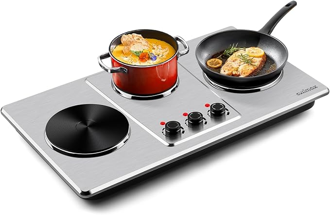 Cusimax Hot Plate,Countertop Triple Burner with 7″Cast Iron Cooktop,Electric Hot