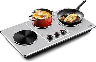 Cusimax Hot Plate,Countertop Triple Burner with 7″Cast Iron Cooktop,Electric Hot Plate for Cooking,11 Level