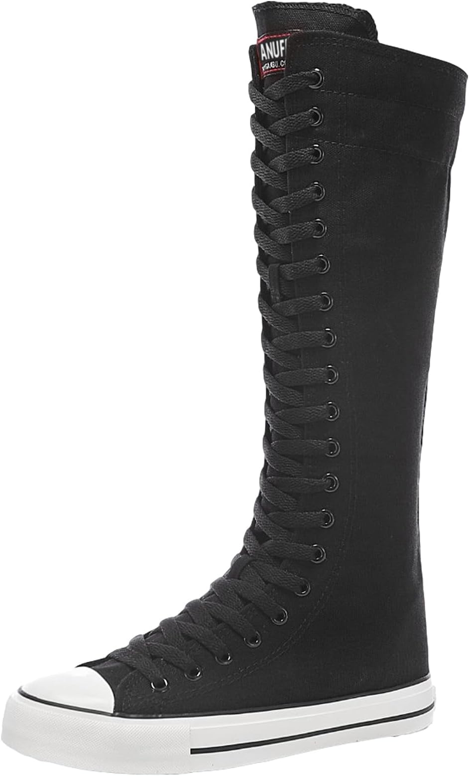 Womens Fashion Wedge Heel Canvas Knee Boots