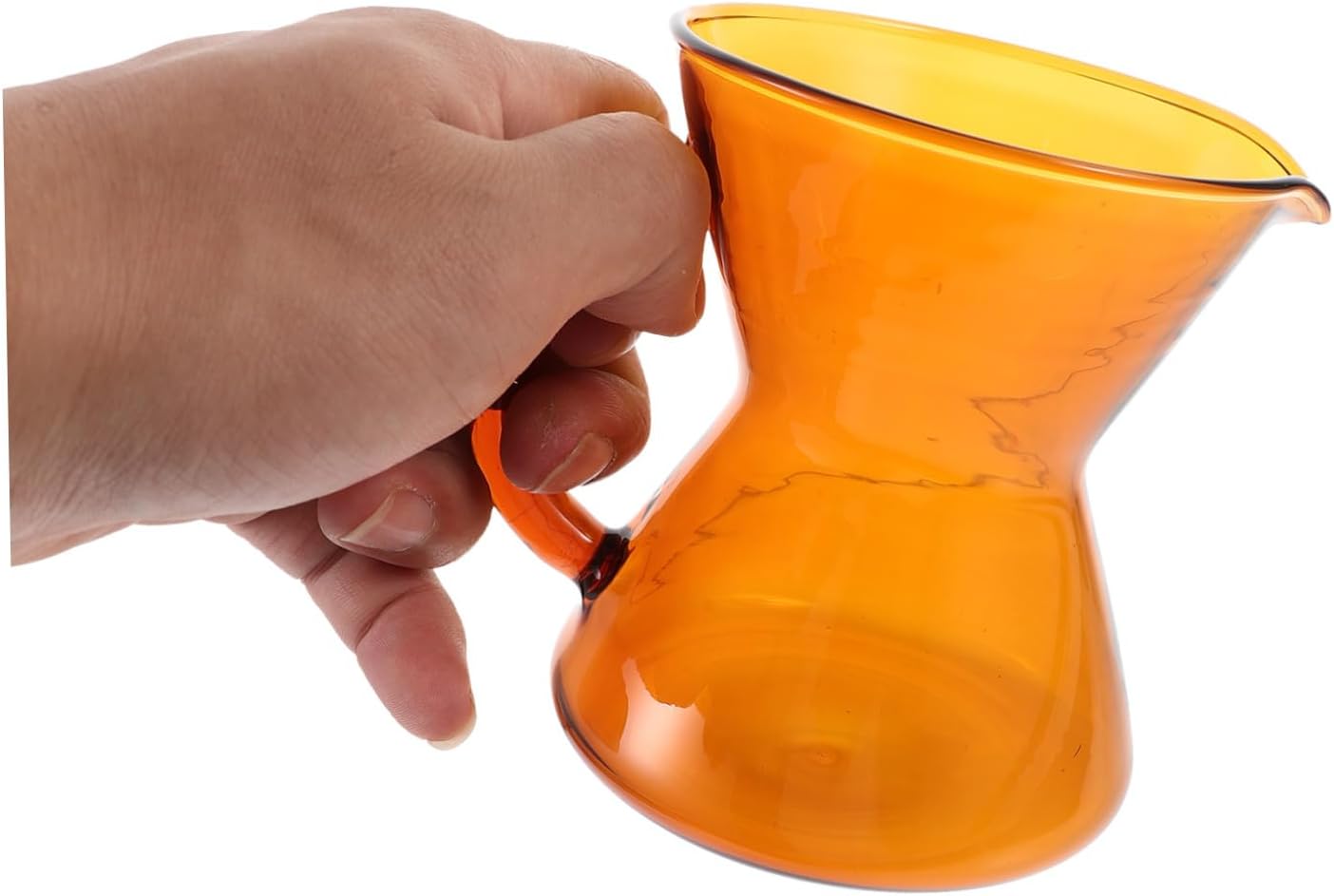 Angoily Elegant Glass Coffee Pot with Anti-scalding Handle and Creative Pitcher Spout Heat-resistant Coffee Dispenser for Brewing Tea and Sauces Reusable Mini Glass Pitcher