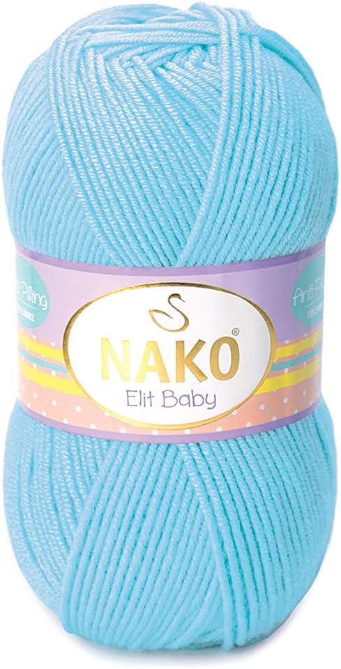 Nako Elit Baby,Baby Knitting Yarn,(4Pack),Anti-Pilling (Low-Pilling)Featured,Each Skein/Ball 100 g (3.5 oz) (Sky Blue 6723)