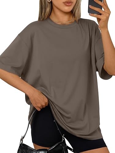 Trendy Queen Womens Oversized Summer T-Shirts Plus Size Short Sleeves Workout Tops