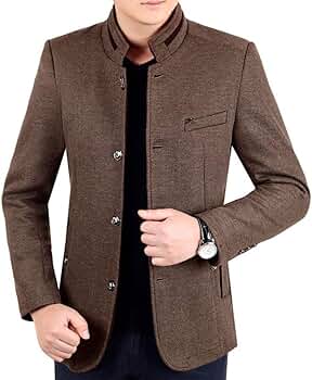 xzbailisha Men's Woolen Short Coat Stand Collar Business Down
