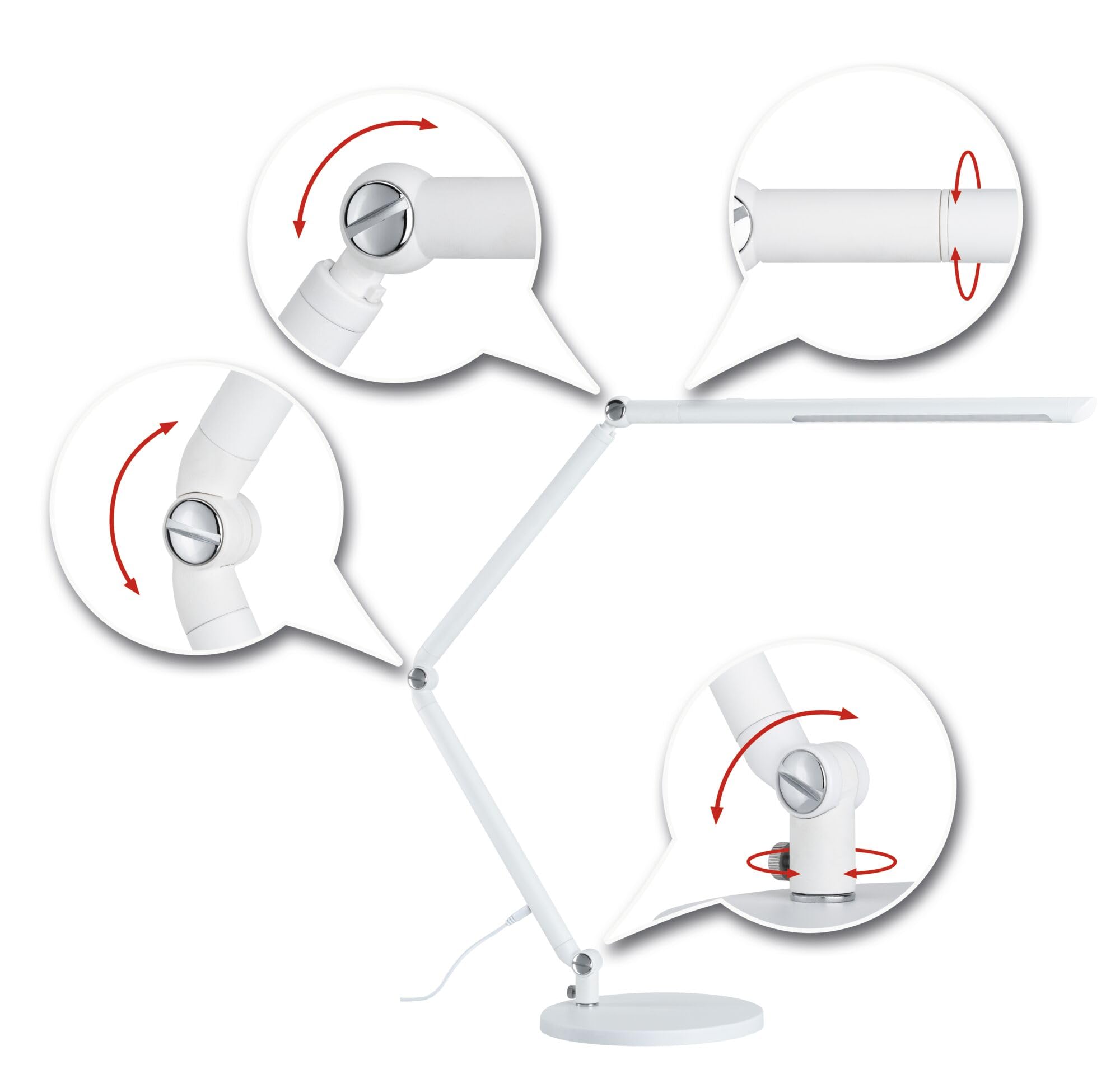 Paulmann 78911 LED Schreibtischleuchte FlexBar White Switch Tunable White incl. 1x10,6 Watt dimmbar Assistenzleuchten Weiß Tischleuchte 3000 K