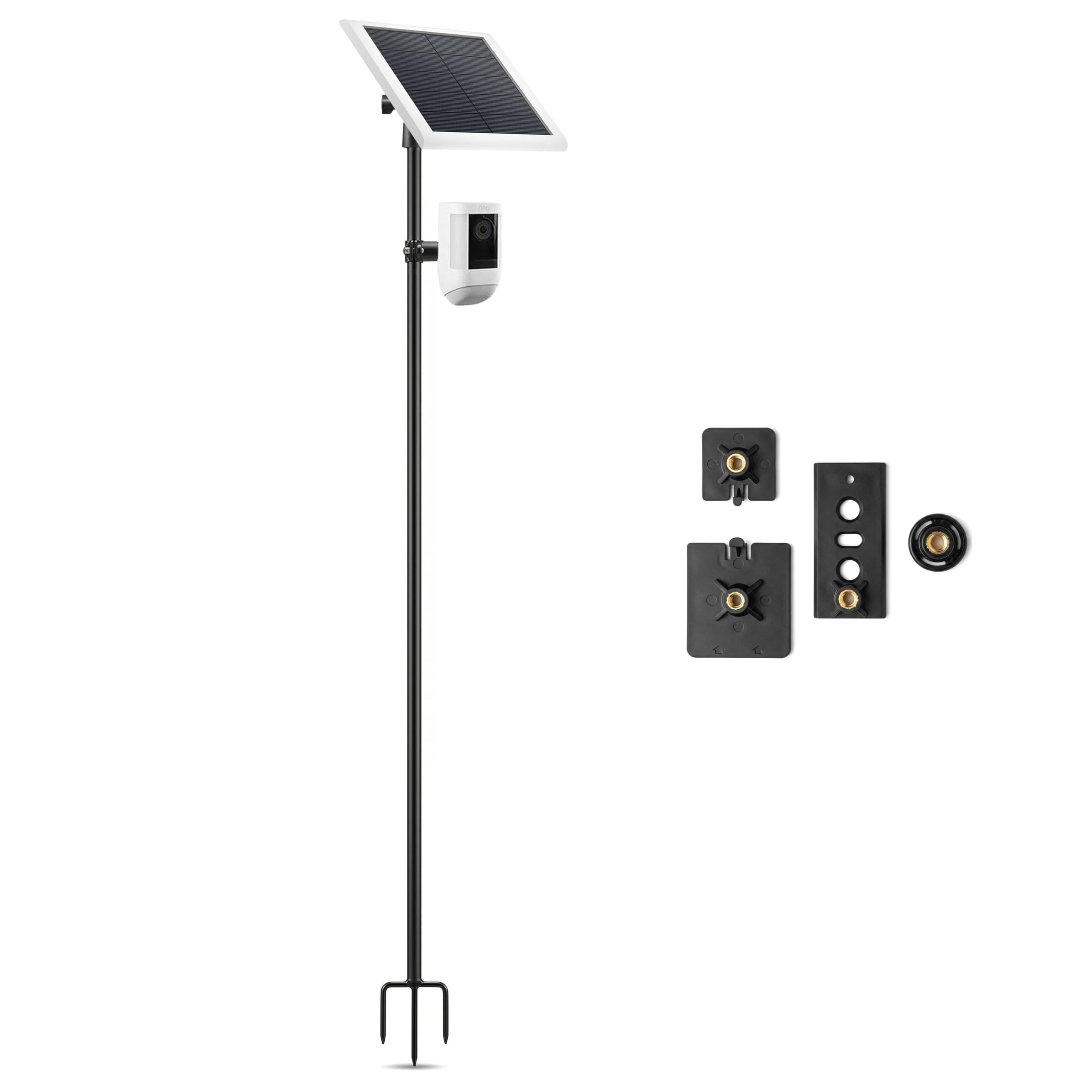 Support de piquet pour caméra Ring et panneau solaire, support de caméra de 119,4 cm avec adaptateurs pour Ring, Blink, Arlo, Eufy, Wyze – Supports de caméra extérieurs pour extérieur, support fileté