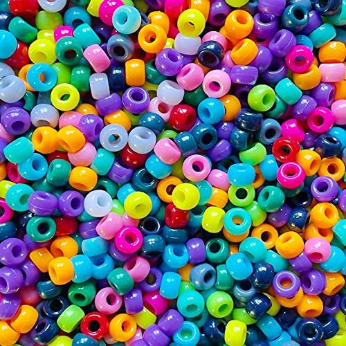 HILELIFE 1000 Pcs Pony Beads Bulk, 9mm MultiColored Bracelet Beads