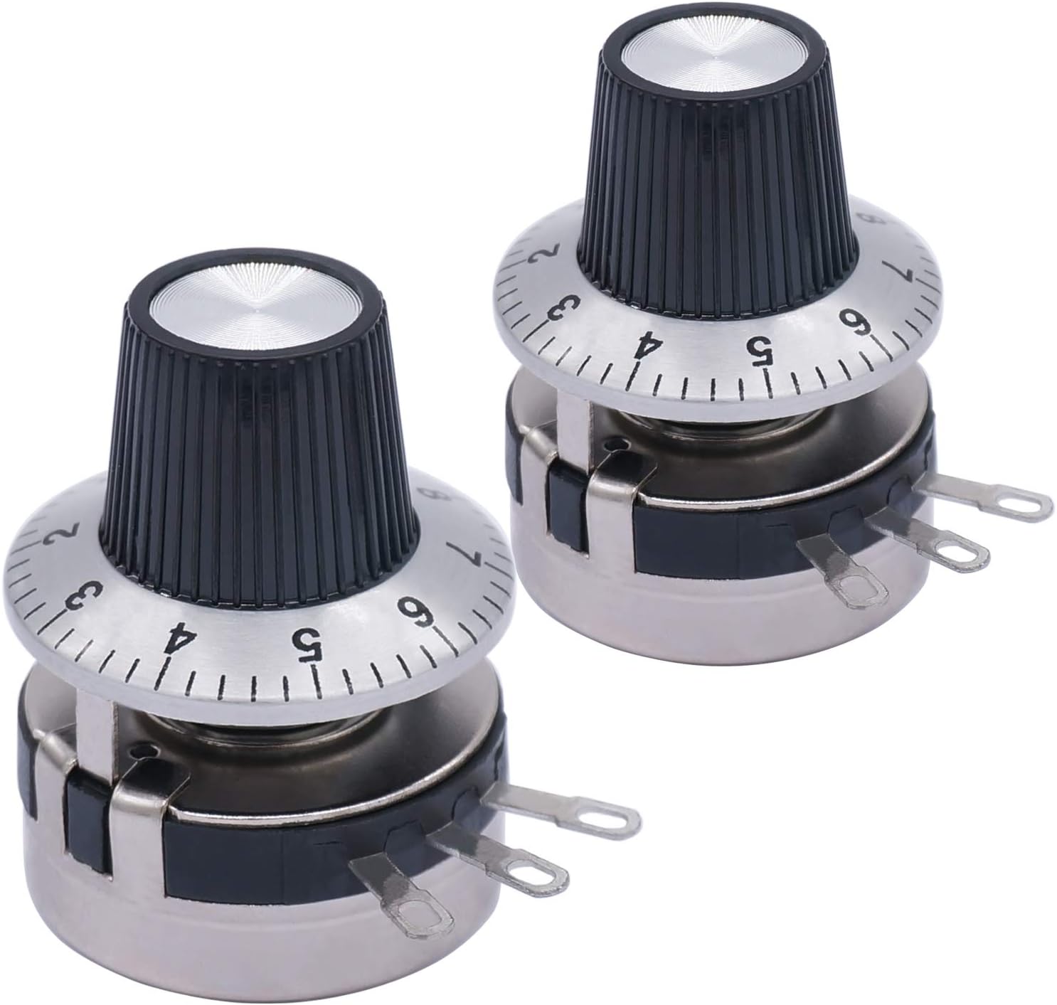 TWTADE / 2pcs Single Turn Rotary Carbon Linear Variable Potentiometer + 2pcs Knob ，WTH118-2W 1K Ohm