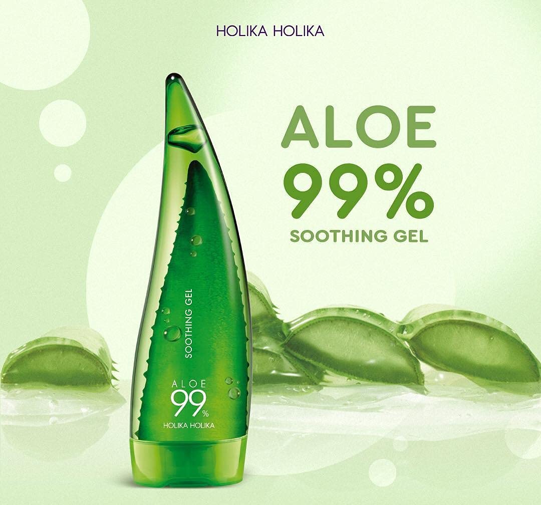 HOLIKA HOLIKA. Gel de Aloe Vera 99% Soothing Gel. Gel De Baño Calmante E Hidratante con un 99% de Aloe Vera puro. Cuidado de la Piel. No Daña. Todo Tipo de Pieles. 250 ml.