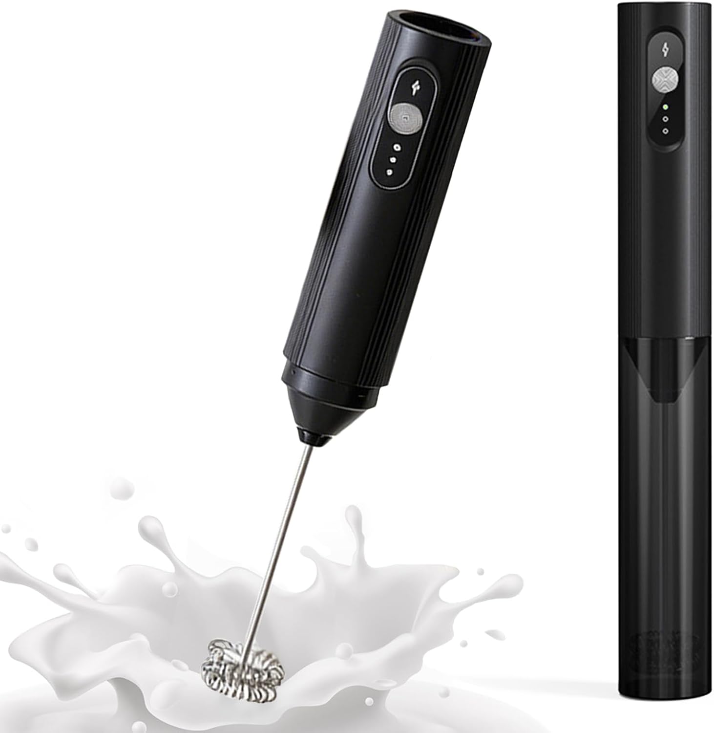 3-Speed Rechargeable Milk Frother Handheld with Cover | Electric Coffee Frother Handheld, Portable Drink Mixer Wand for Coffee Latte Cappuccino Matcha Hot Chocolate & Eggs, Black