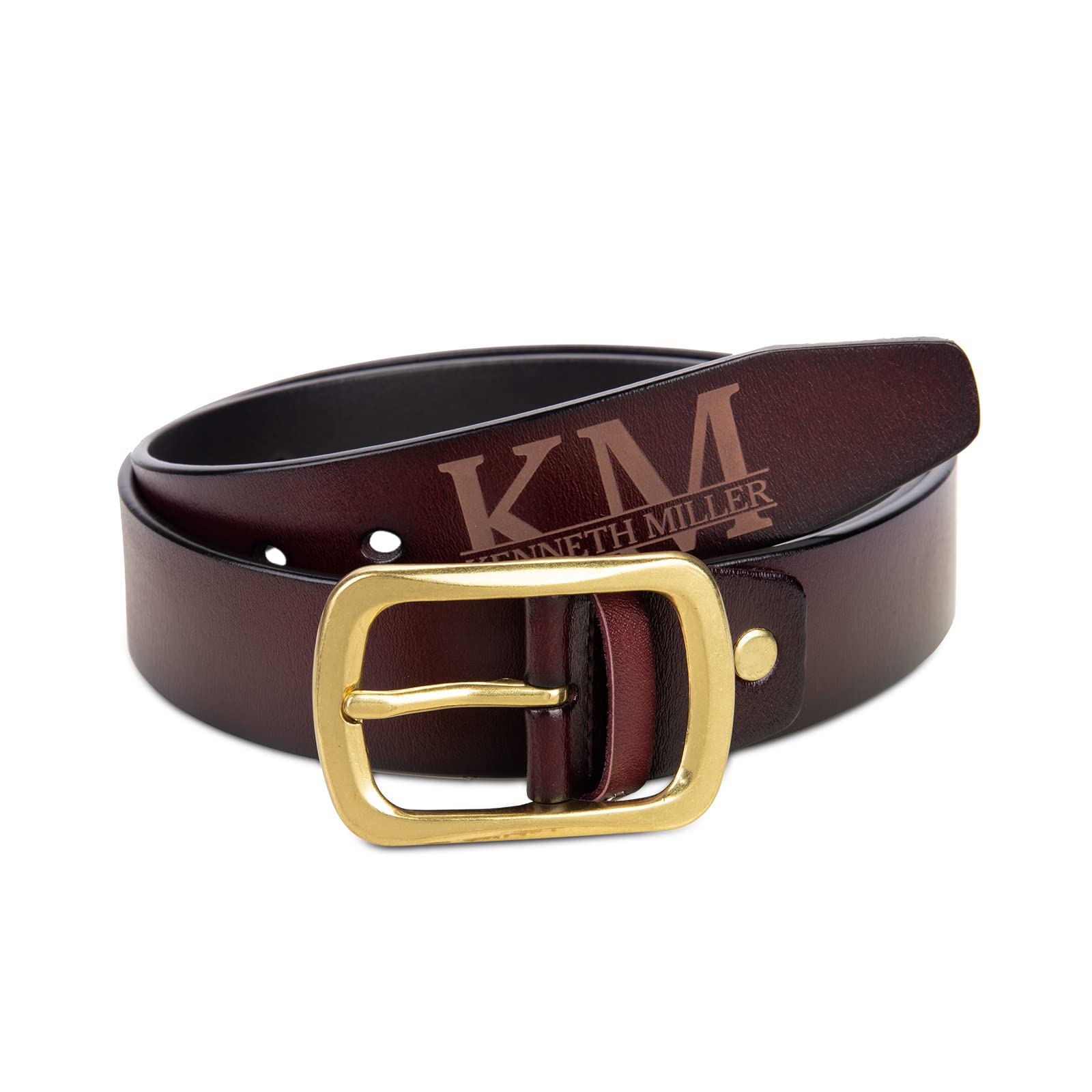 Customized Name Vintage Belt Men's Genuine Leather Belt, Personalized Engrave Logo Buckle Leather Belts for Men