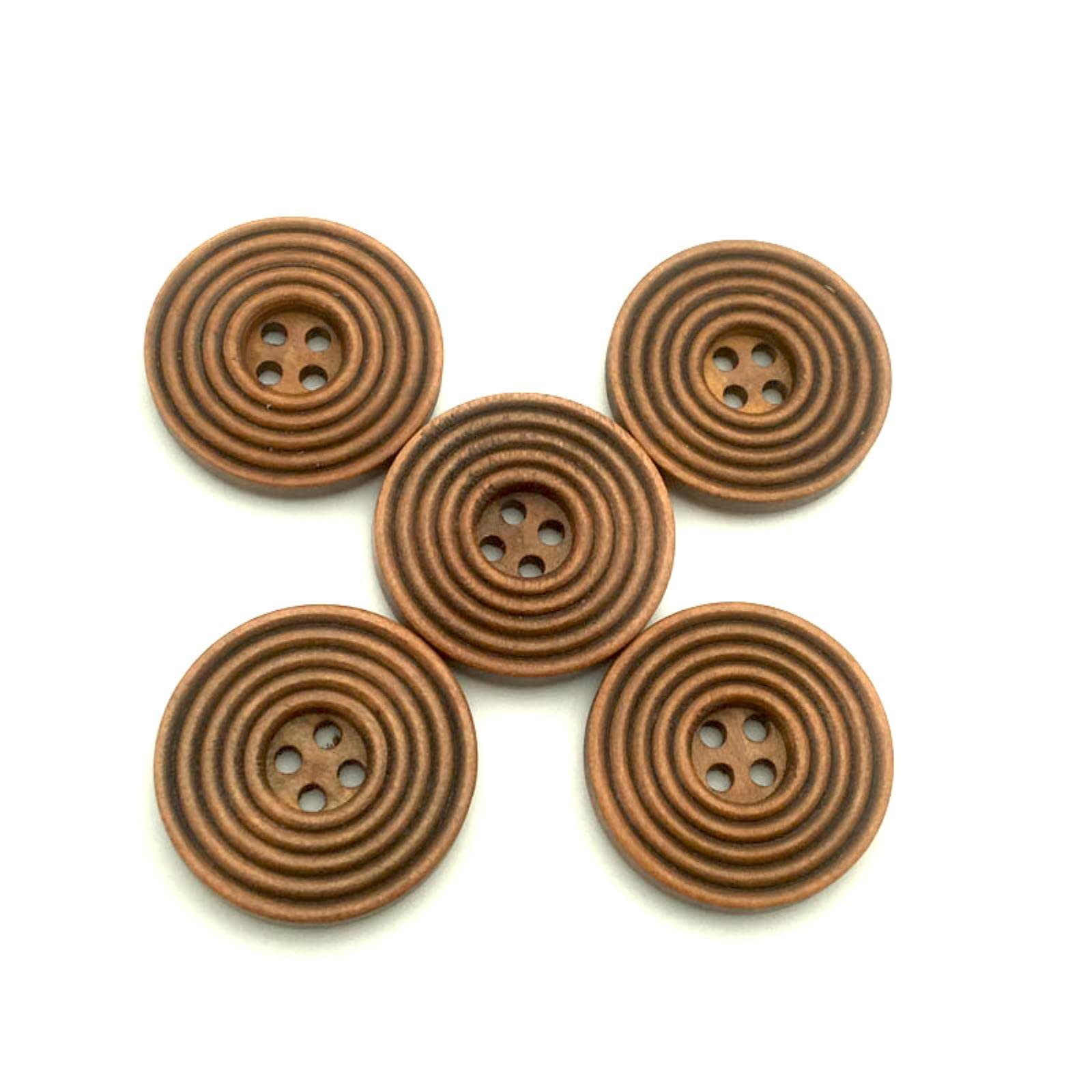 Botones, 7 tamaños Color café Botones de Madera en Espiral Redondos 4 Agujeros Costura Scrapbooking Manualidades Ropa Botón de Madera Hecho a mano-28 mm 20 Piezas (Tamaño: 15 mm 50 Piezas)