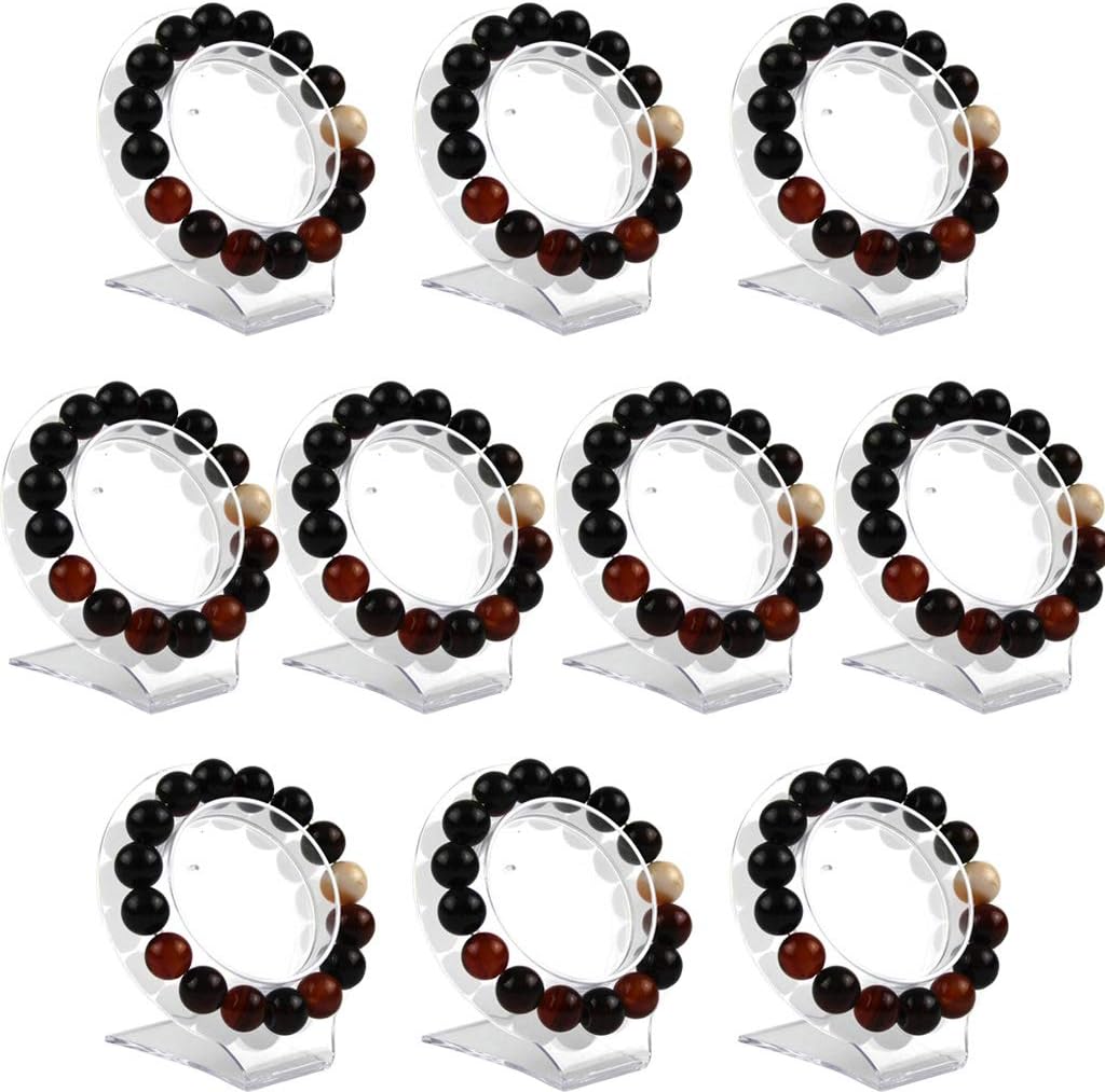 sccsport 10Pcs Clear Jewelry Bracelet Display Holder Bangle Organizer Rack Acrylic Bracelet Display Collar Stand Holder