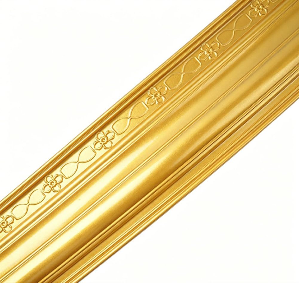 Tmapruvg Gold5 - 8Cm Wide 8Cm*3M Gold Flexible Molding Trim Wall Edging Line,Self Adhesive Peel And Stick Molding Ceiling Trim,Decorative Mirror Frame For Home Decor