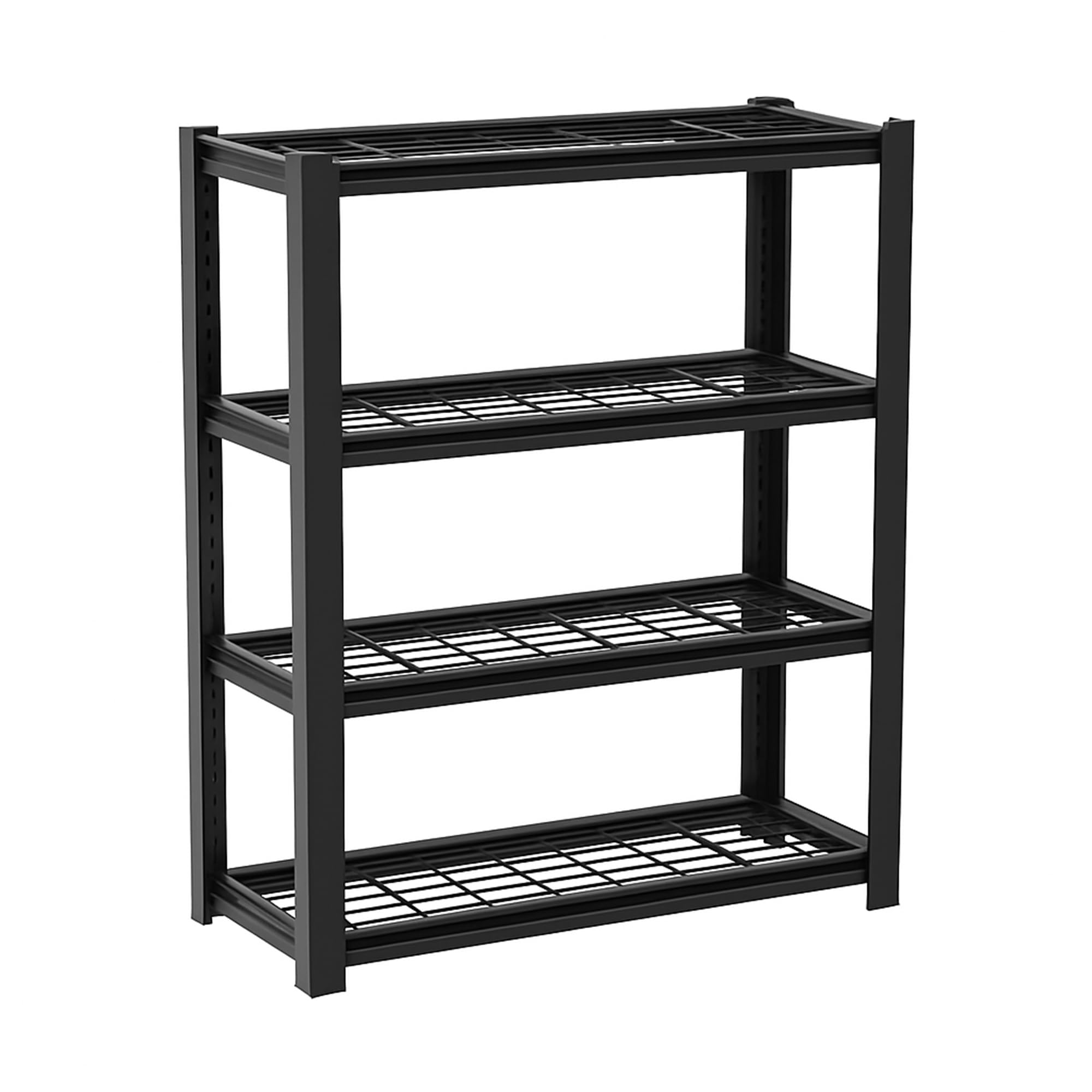 BOUDECH Mesh 150 - Étagère en métal 150 x 100 x 50 cm avec 4 étagères en treillis étagère pour garage portée 1365 kg noir