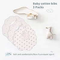 Vista 2 de Bamery Baberos tipo bandana para bebé, baberos de algodón blanco para babeo y dentición, absorbentes para niños y niñas