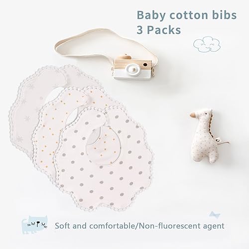 Miniatura 8 de Bamery Baberos tipo bandana para bebé, baberos de algodón blanco para babeo y dentición, absorbentes para niños y niñas
