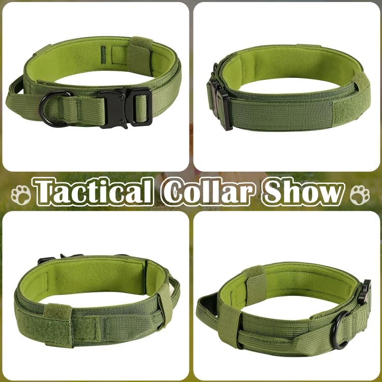 RHXOFYANG Taktisches Hundehalsband – Verstellbares Nylonhalsband Mit Griff Für Große Hunde