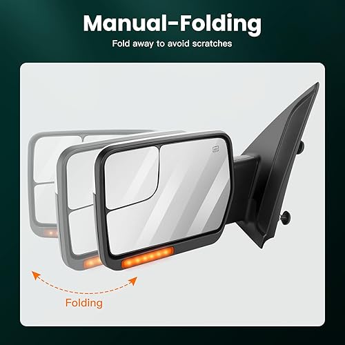 Miniatura 3 de SCITOO - Espejos retrovisores laterales eléctricos para camioneta Ford F-150 modelos 2004 a 2014, con calefacción y direccionales