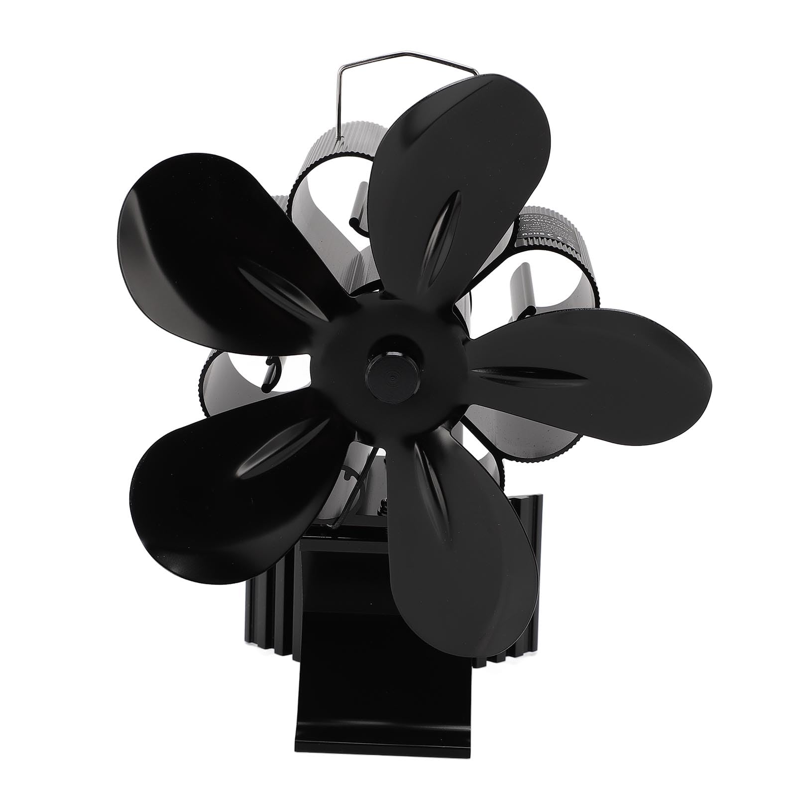 Fdit Holzofenventilator mit 5 Flügeln und Magnetthermometer für Kamin, Nicht Elektrischer Kaminventilator Verteilt Warmluft Effizient