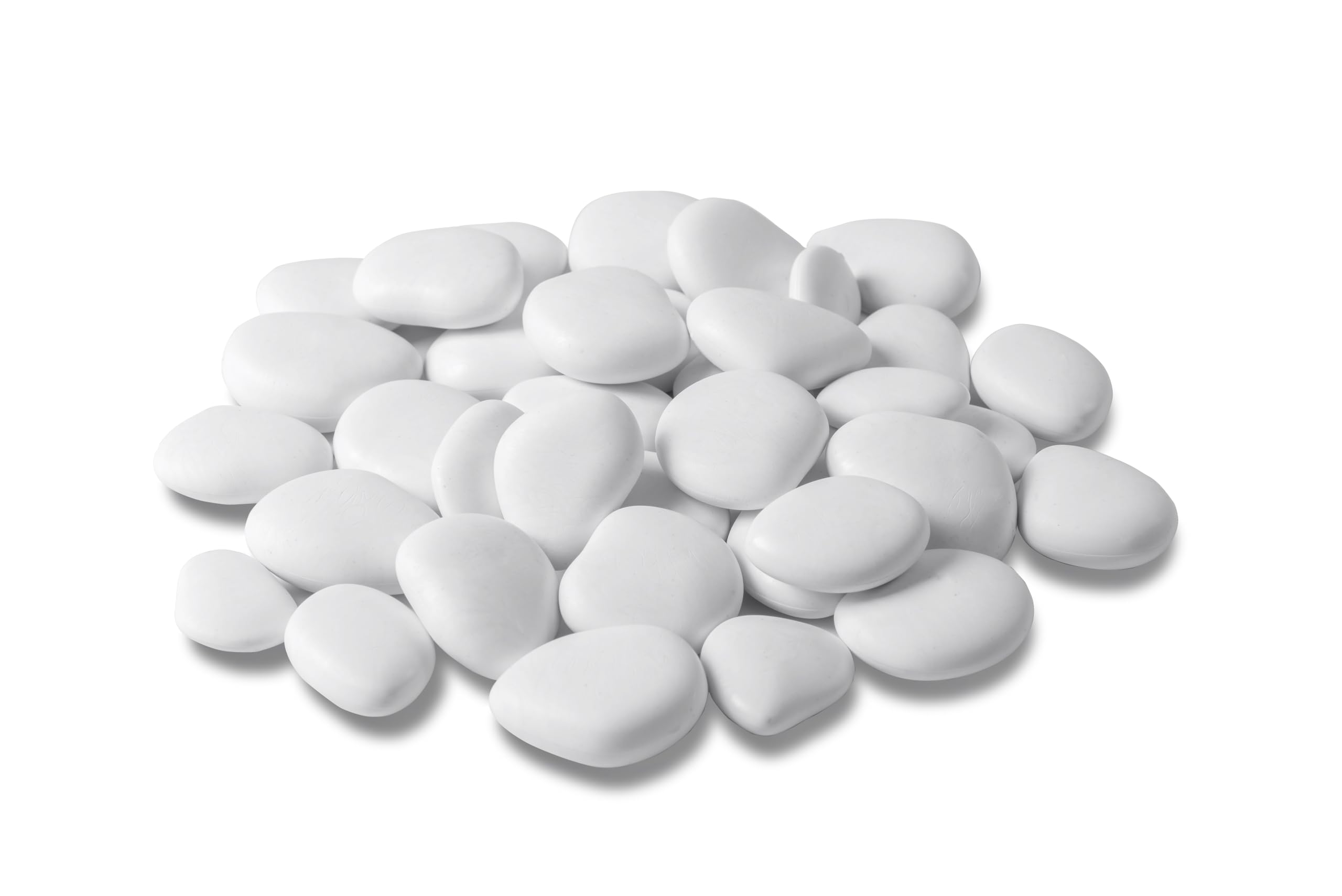 Tera Pierres blanches pour aquarium, galets décoratifs colorés en plastique pour pots et plantes, cailloux de jardin, différentes couleurs, dimensions 2-3 cm, couverture 25 x 25 cm (Small, blanc)