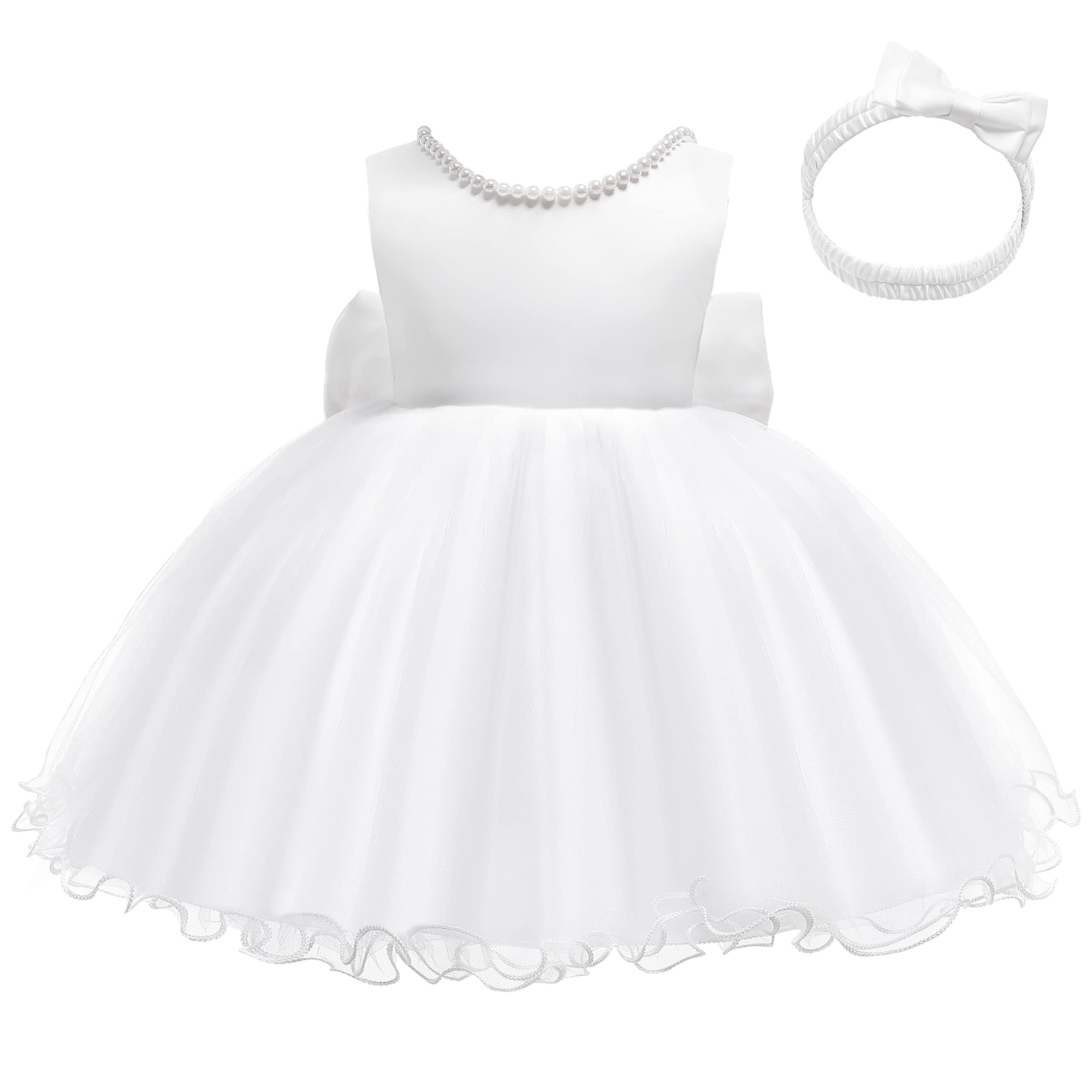 LZH Baby Girls rüschen Spitze Backless mit Headwear, Bowknot Blume Kleider Pageant Party Hochzeit