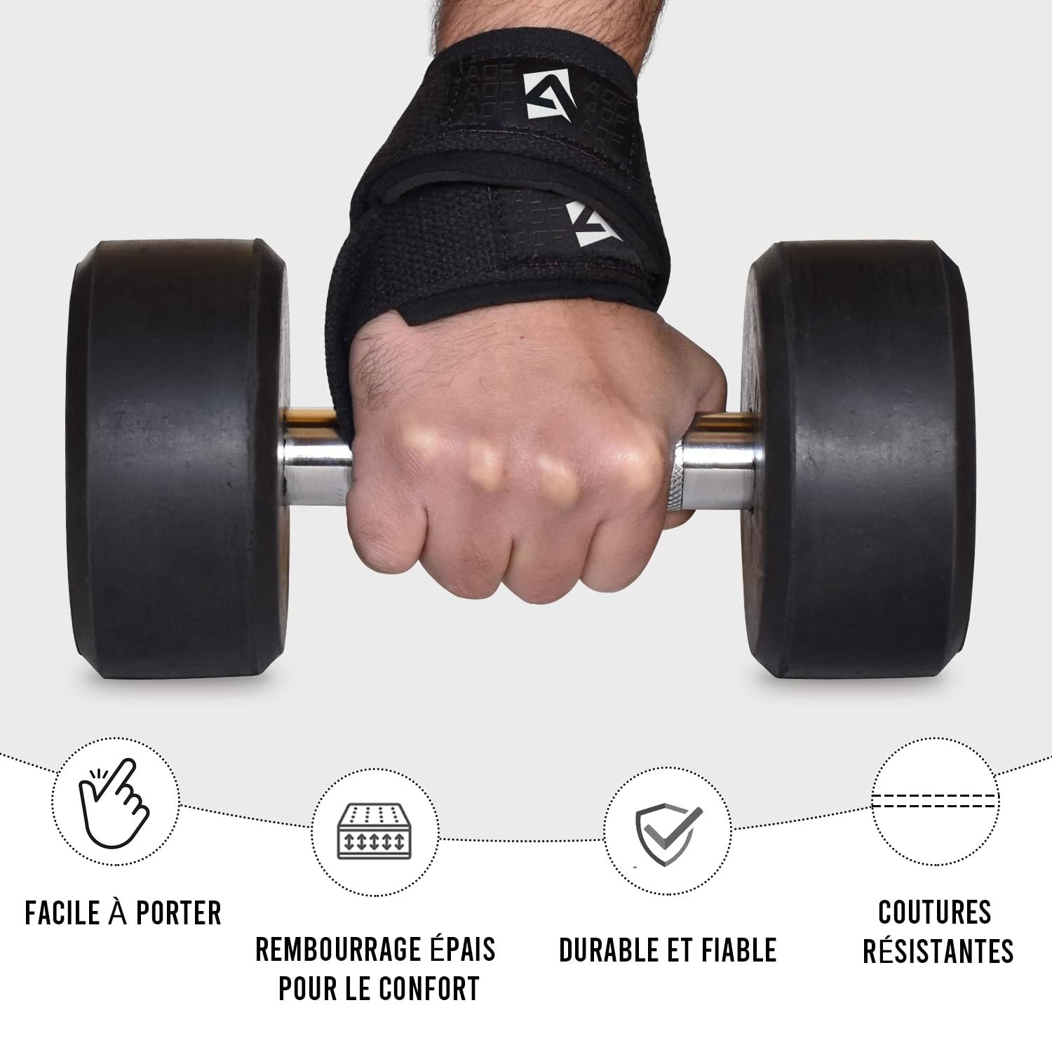 AQF Figure 8 Sangle de Tirage Musculation – Straps Poignet Rembourrés en Néoprène pour Homme Femme, Sangles de Levage Deadlift, Powerlifting, Haltérophilie, Entraînement Fitness Maison
