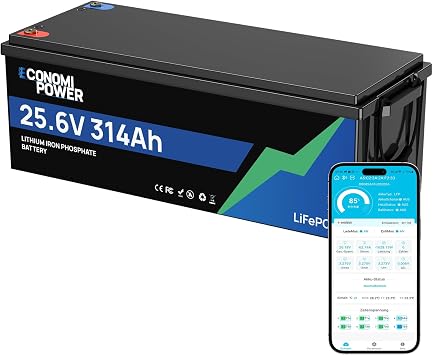 24V 300Ah314Ah LiFePO4 Lithium Battery 7680Wh, 200A BMS Bluetooth, Low-Temp Cutoff, 15000+ Cycles, Expandable 24V Lithium Battery for RV Solar Marine Trolling Motor