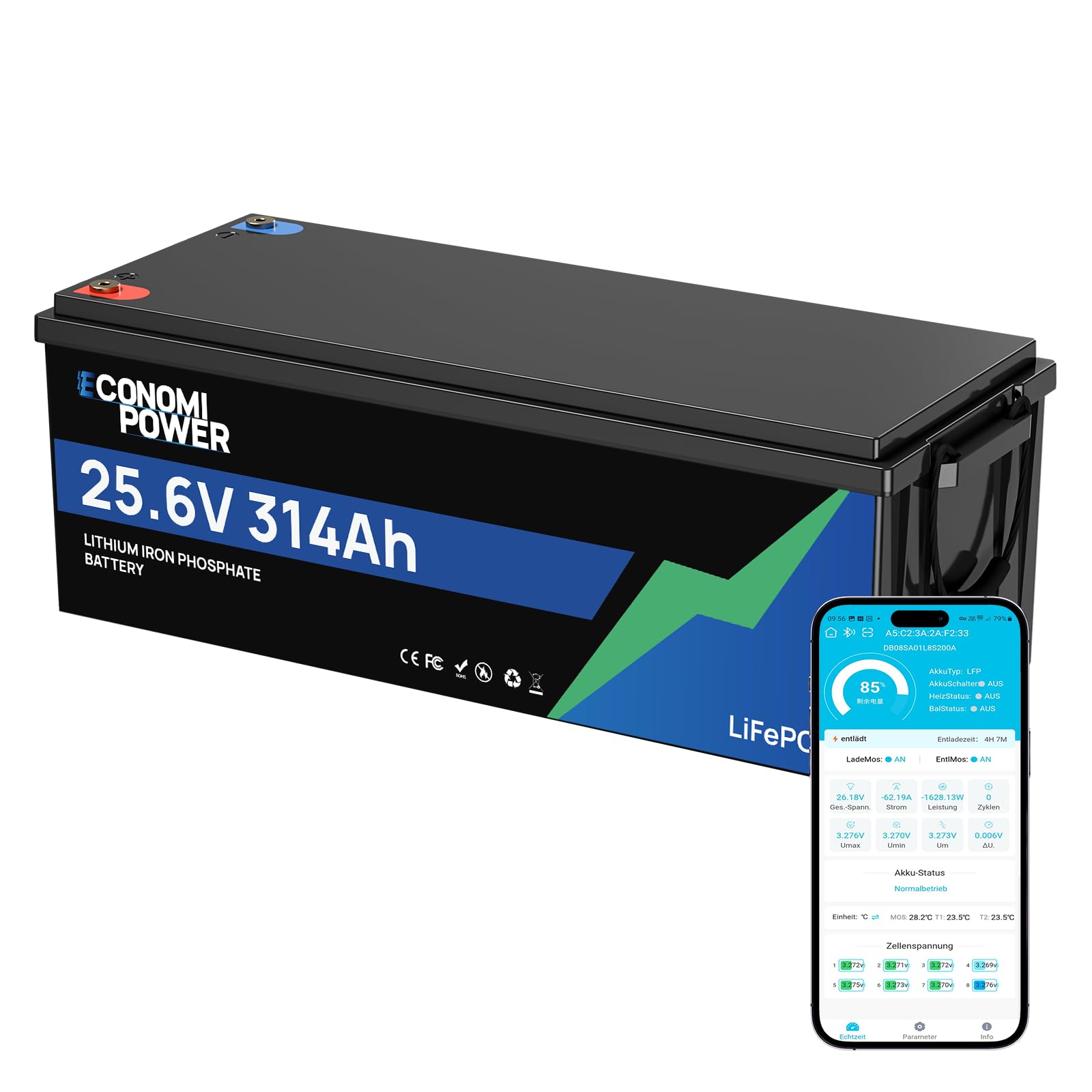 Amazon.com: EconomiPower 24V 300Ah（314Ah) LiFePO4 Lithium Battery