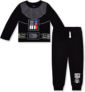 Boys Baby Yoda, Darth Vader or Stormtrooper Long Sleeve T-Shirt and Jogger Pants Set for Toddler and Little Kids