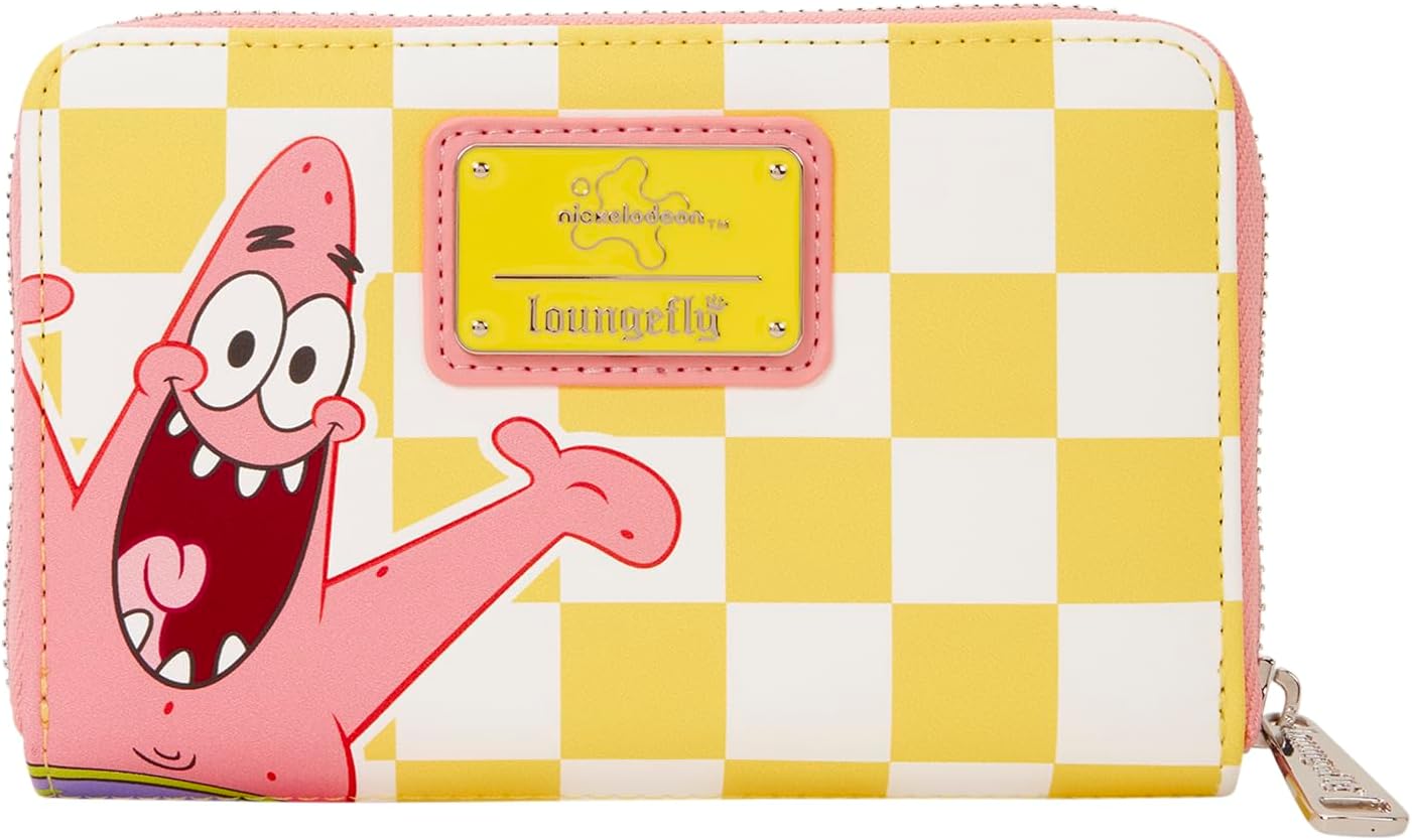 Loungefly Nickelodeon: Spongebob Squarepants - Patrick Star - Checkered Zip Around Wallet with 4 Card Slots - Great for Kids & Adults - Collectible Wallets