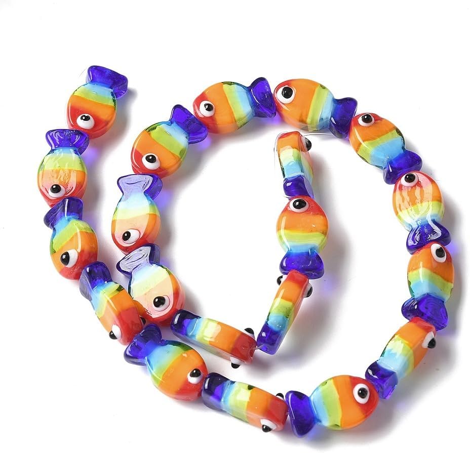 DanLingJewelry 20Pcs Rainbow Color Fish Lampwork Glass Beads Cute Ocean Animals Handmade Spacer Beads for DIY Bracelets Necklace Making - Image 4