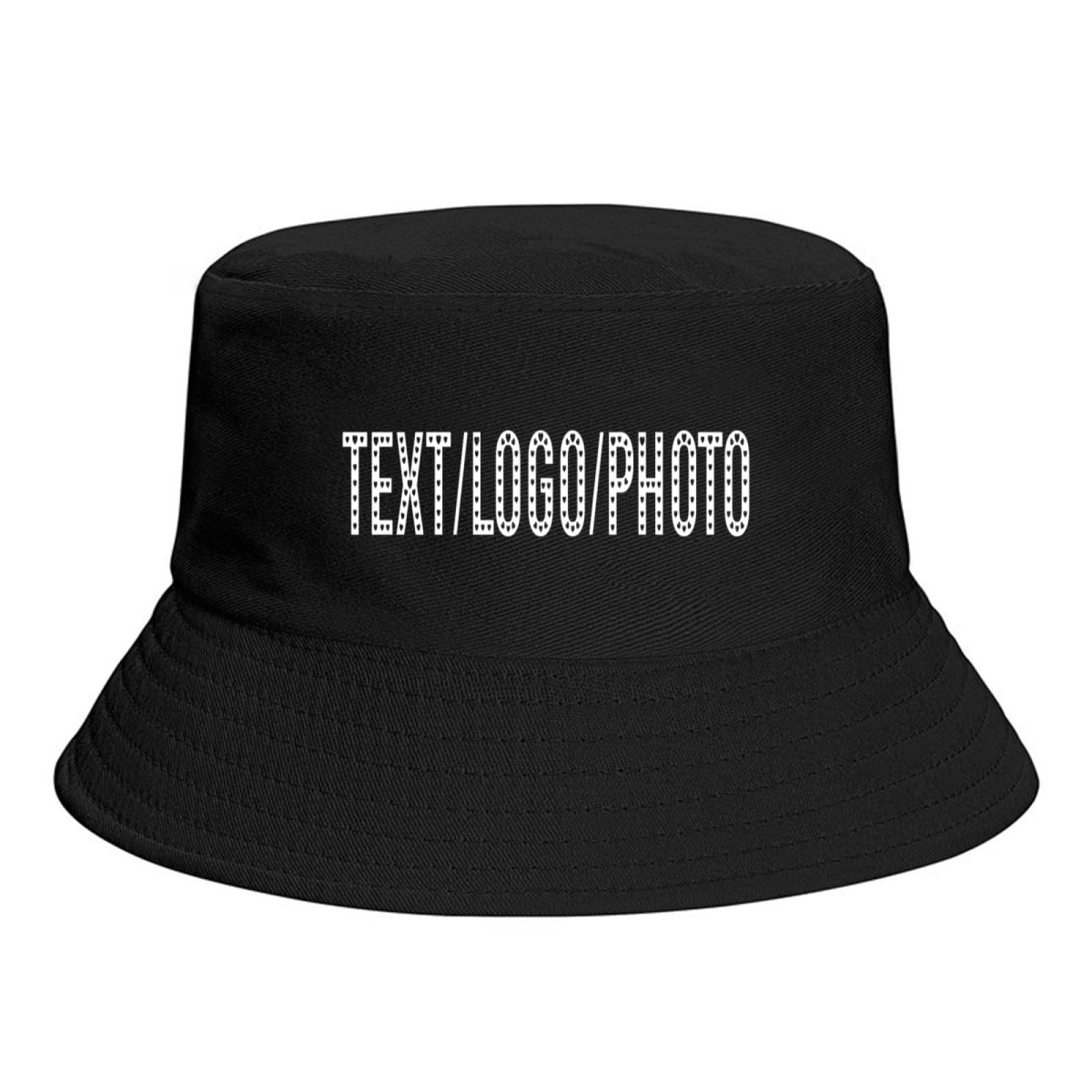 Miujonvy Unisex Black Hiking Bucket Hat Design Your Own Text Summer Travel Beach Fishing Cap