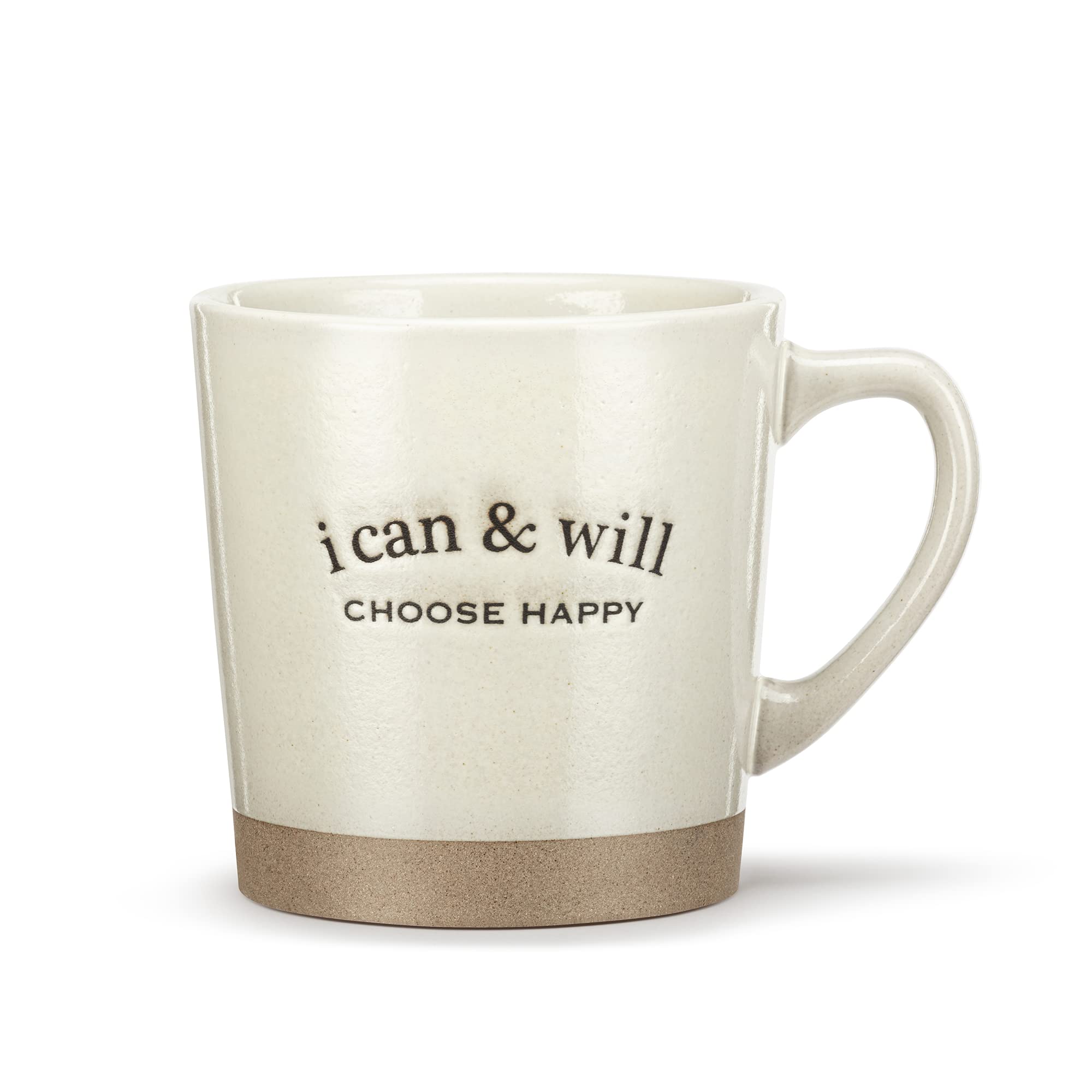 DEMDACO I Can Will Choose Happy Cream 16 ounce Stoneware Coffee Cup Mug