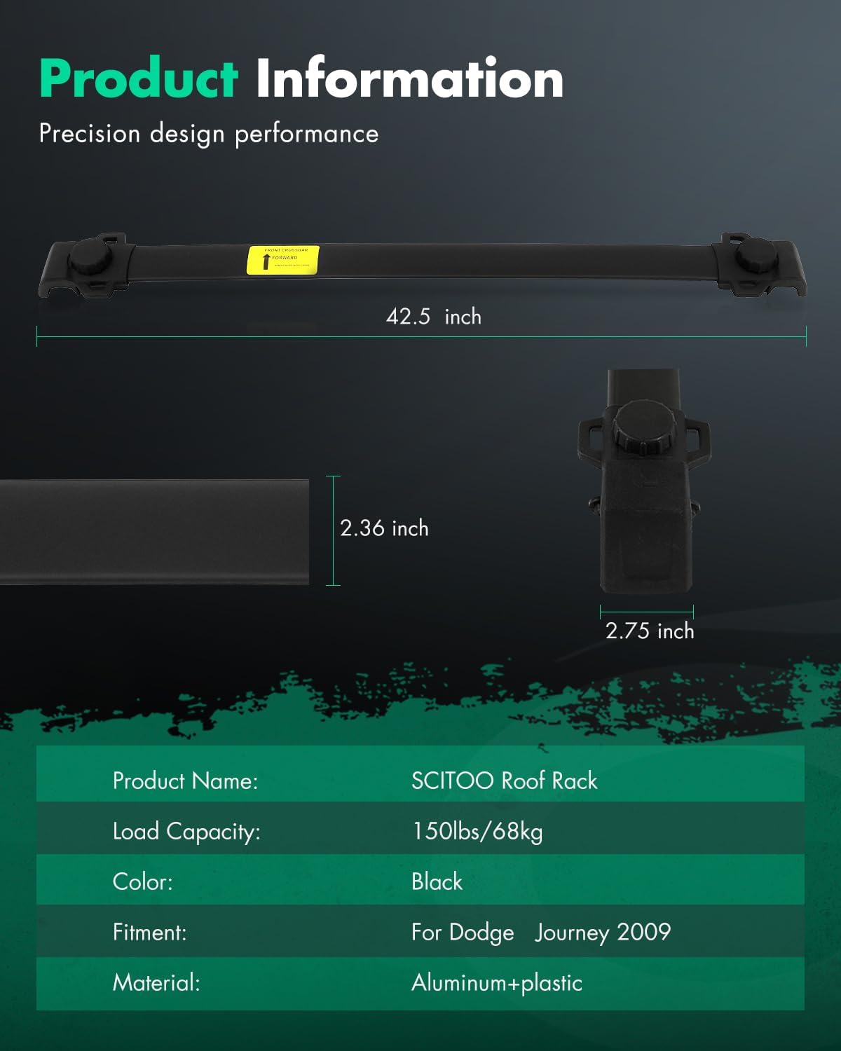 SCITOO Roof Rack crossbars Fit for Dodge Journey 2009-2018,Cargo Carrier Kayak Rooftop Luggage Crossbar