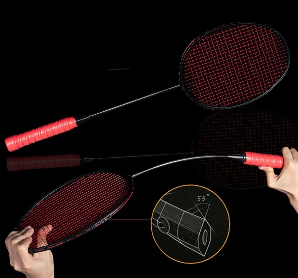 Badminton Set 2 Pezzi/1 Lotto 72 g Ultraleggero G4 Fibra di Carbonio Racchetta da Badminton Professionale 22-30 libbre(2pcs White)
