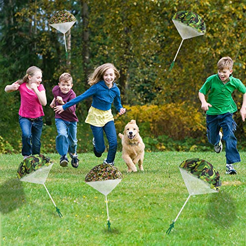 Ledorr 6 Pack Camo Parachute Toy, Tangle Free Throwing Toy Parachute, Kids Outdoor Toys, Flying Gifts For 3 4 5 6 7 8 9 10 Year Old Boy Girl Toy #TOP1
