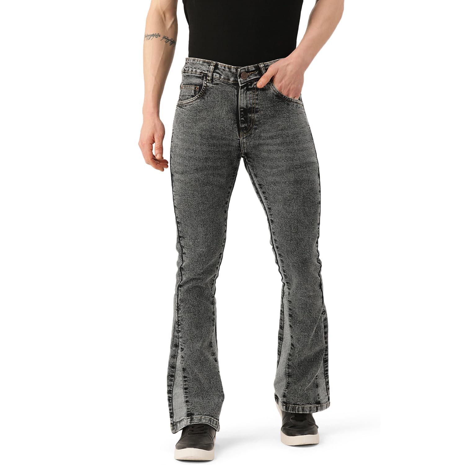 paris hamilton Men Bootcut Fit Stretchable Bellbottom Denim Jeans-picture-12