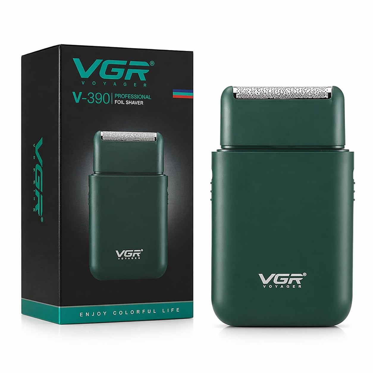 VGR V-390 Green Ultra-Thin Rechargeable Men's Razor - Image 1