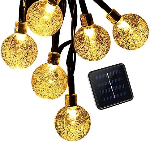 Mieres Decoration Lamps, Starry String Crystal Ball Covers, Waterproof Security Atmosphere Solar Light for Christmas, Holiday, Homes Ambiance, 30 LED, Warm White