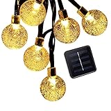 LS-EPOCH Solar light 30 LED String Light with Crystal Ball Covers,Waterproof Security Solar Light for Christmas ,Holiday,Party (Warm White)
