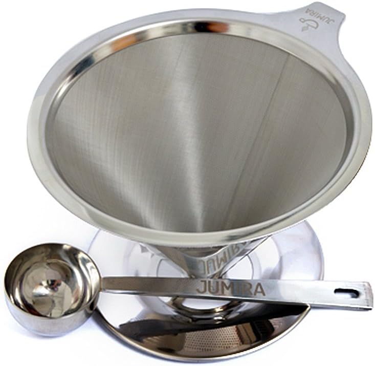 Jumira Clever Coffee Dripper, Single Cup Coffee Maker, Reusable Stainless Steel Permanent Coffee Filter with Cup Stand and a FREE Coffee Scoop, Pour Over Coffee Maker by Jumira -"Jumira-1"