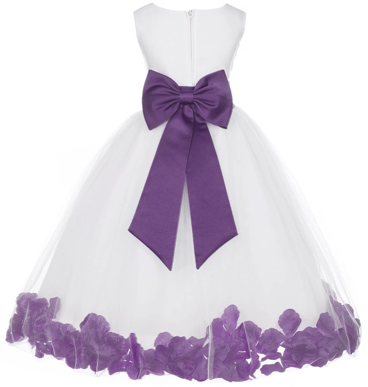 White Tulle Rose Petals Flower Girl Dress Tulle Dress Christening Dress 302T 12