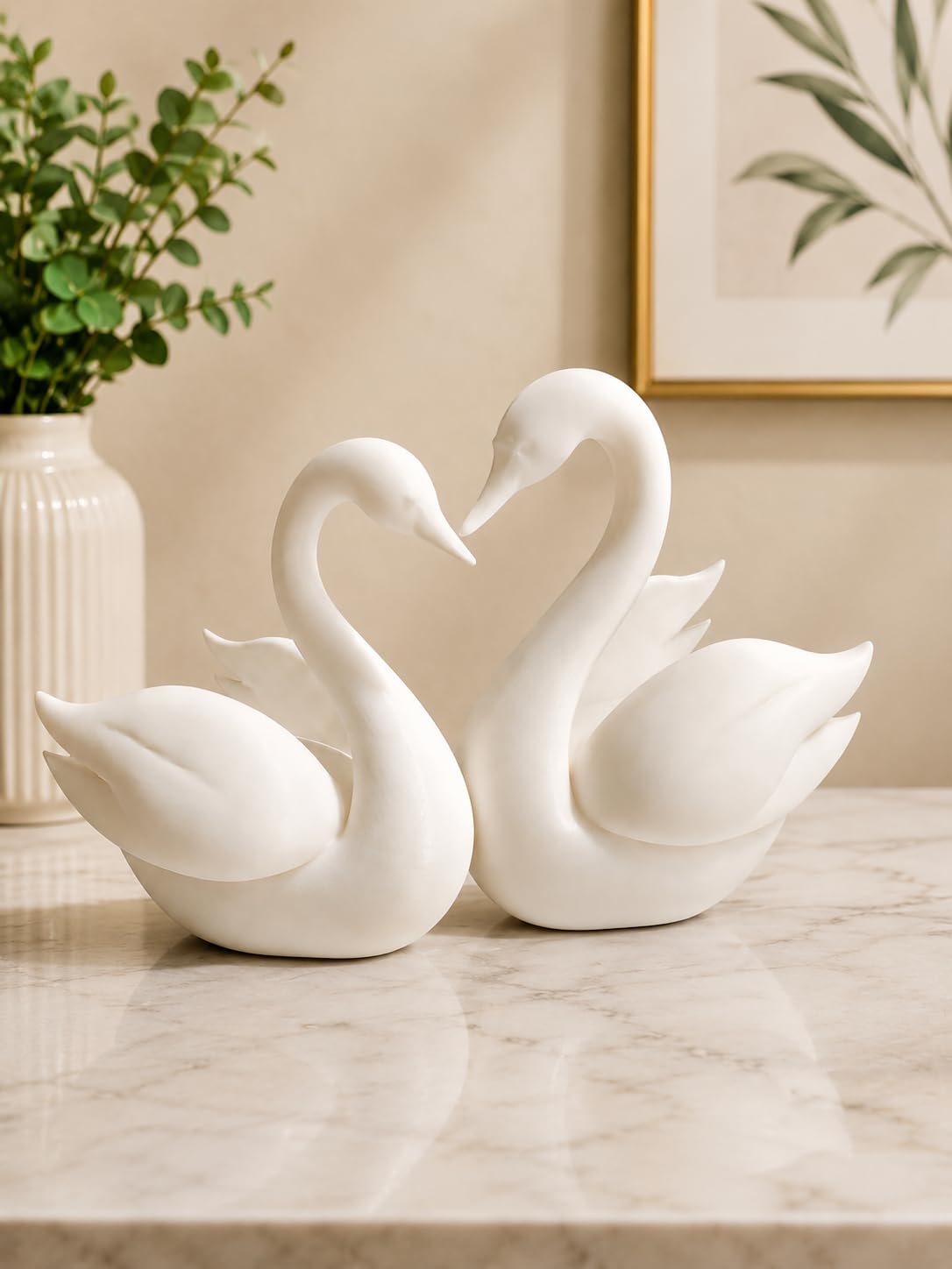 Set 2 Pcs White Swan Couple Figurine Set, 3D Printed Sculpture, Home Decor, Table Decor, Romantic Gift-image-19
