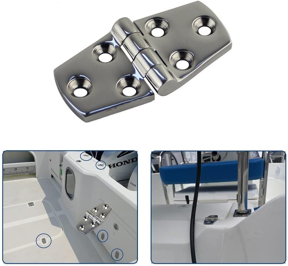 4pcs Stainless Steel Boat Hinges Marine Hinge Door Hinge Foldable Cabinet Hatch Door Hinges 102mm×38 mm Silver/740(2 Mix Size (4pcs))