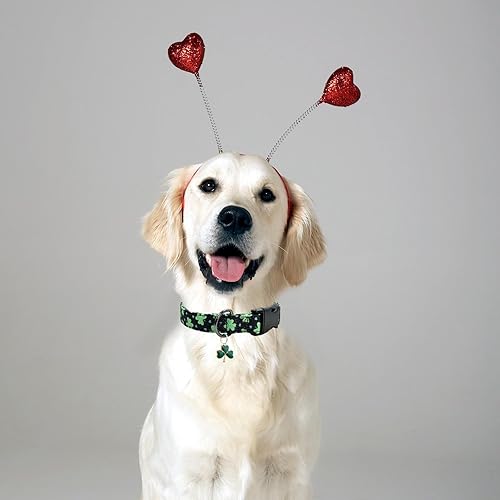 Miniatura 4 de Collar de perro con patrones de trébol con accesorios, collares de algodón duraderos y suaves para perros pequeños y grandes hembras y machos