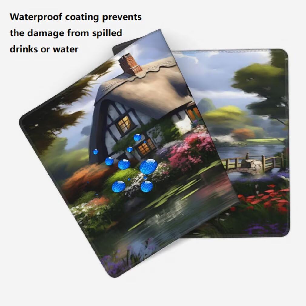 Tappetino Mouse XXL 1000x500mm Casa da Favola Grande Mouse Pad, Tappetino Scrivania con Bordi Cuciti, Grande Mousepad Gaming con Base Antiscivolo per Giocatori, Ufficio e Casa (Fiume) -MP1550