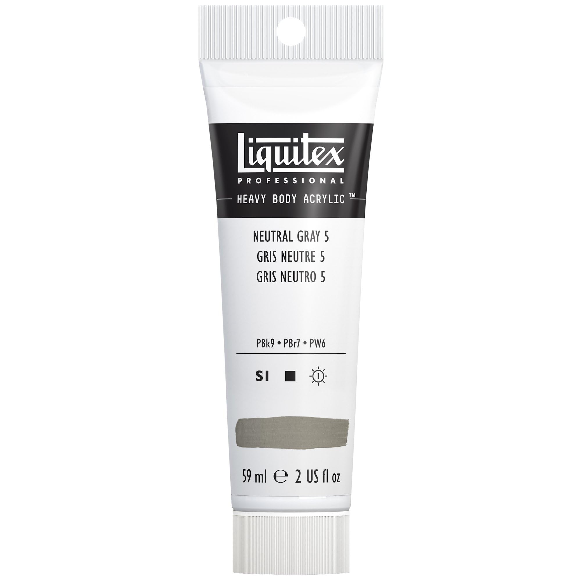 Liquitex 1045599 Professional Heavy Body Acrylfarbe in Künstlerqualität mit ausgezeichneter Lichtechtheit in buttriger Konsistenz, 59ml Tube - Neutralgrau Nr. 5