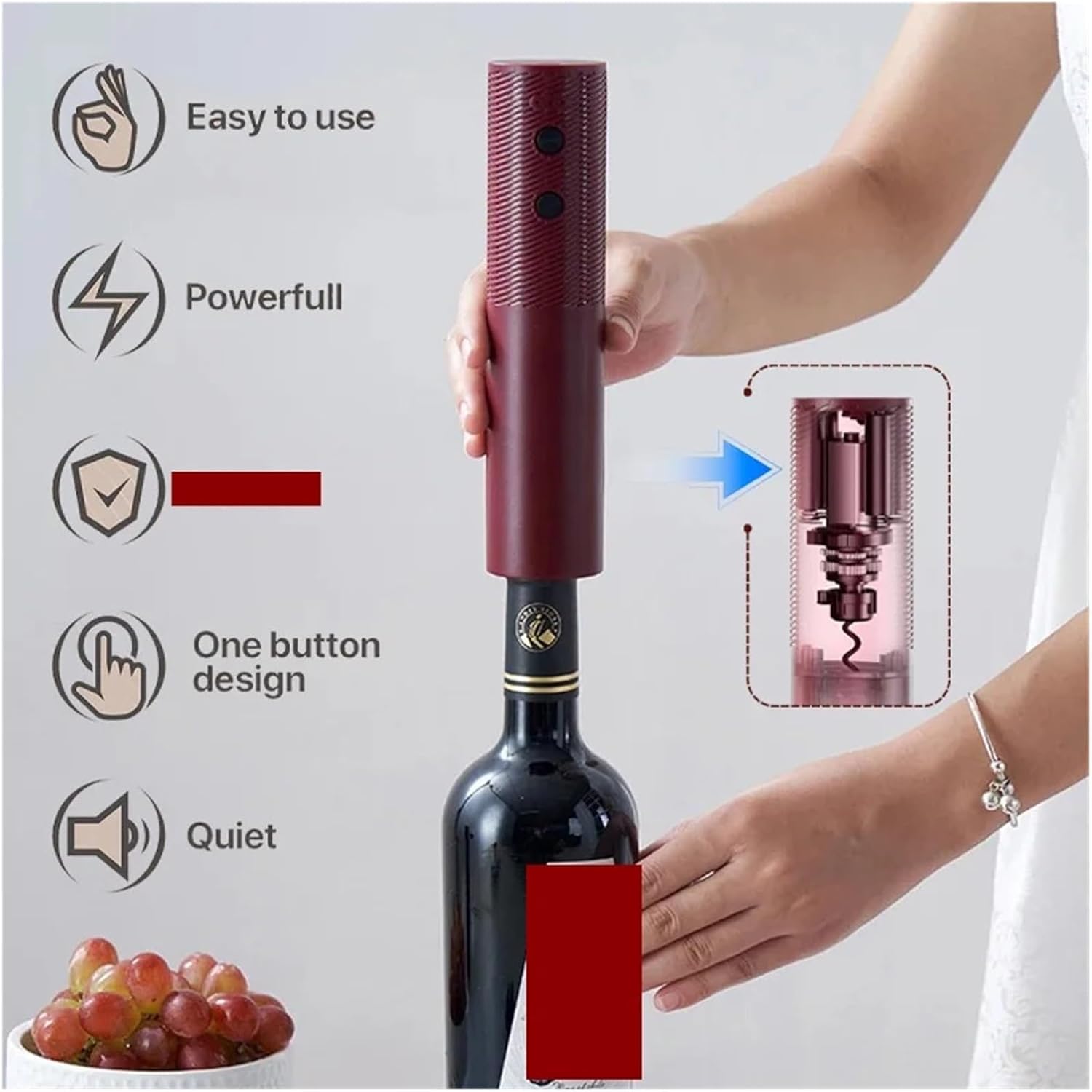 Fit for Portable Automatic Electric Wine Bottle Opener - Effortless Wine Opening for Home and Kitchen(C)